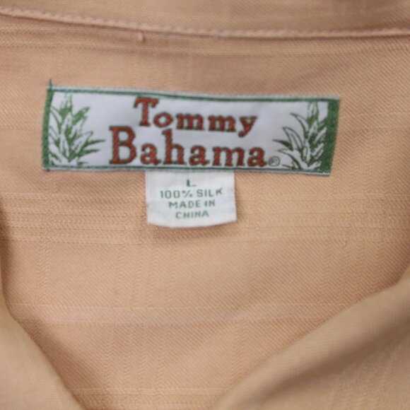 Tommy Bahama Camp Shirt Mens Large Loop Collar Orange 100% Silk S/S Hawaiian - Picture 7 of 10